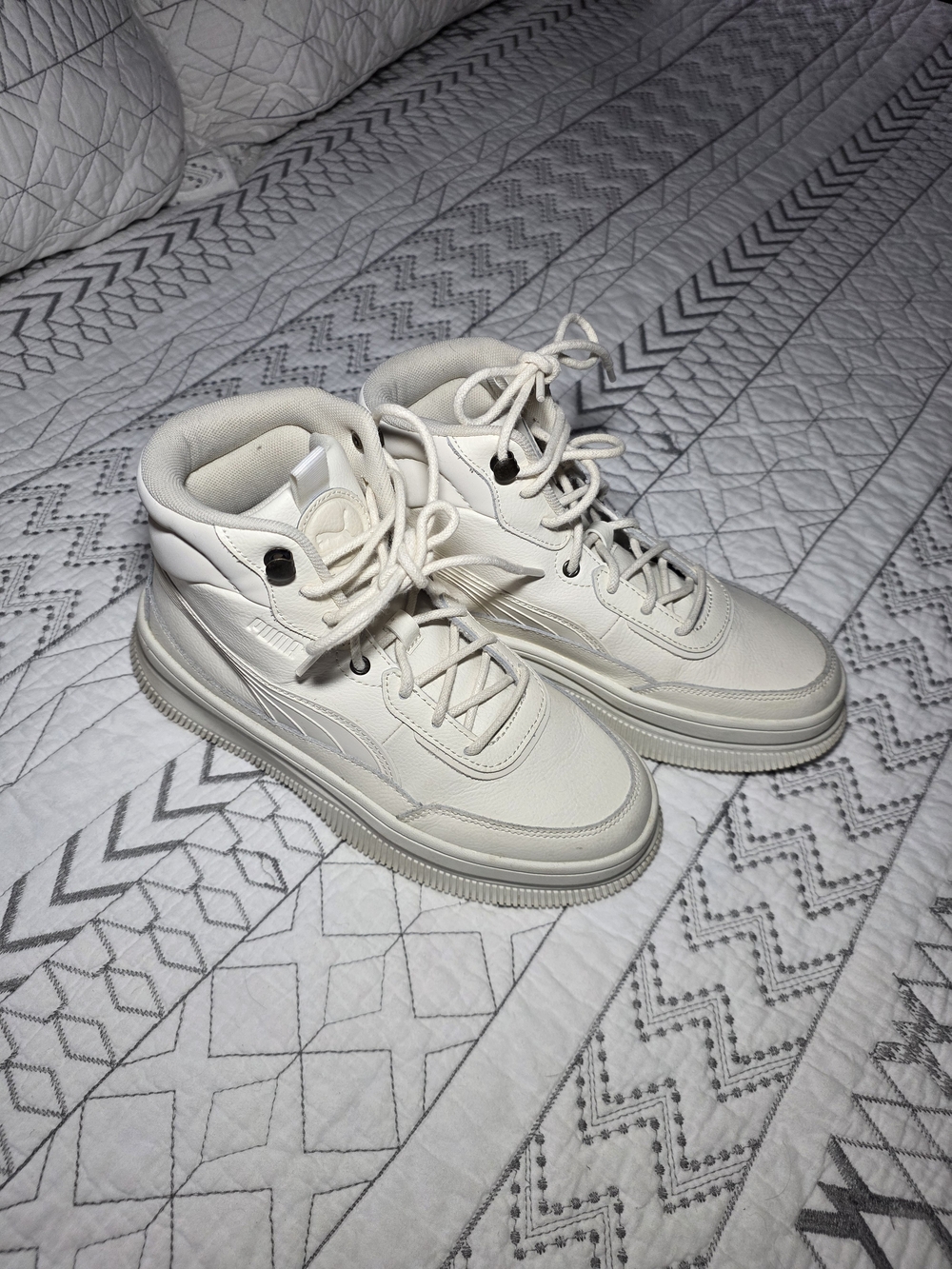Puma Cream-White High-Top Athletic Sneakers